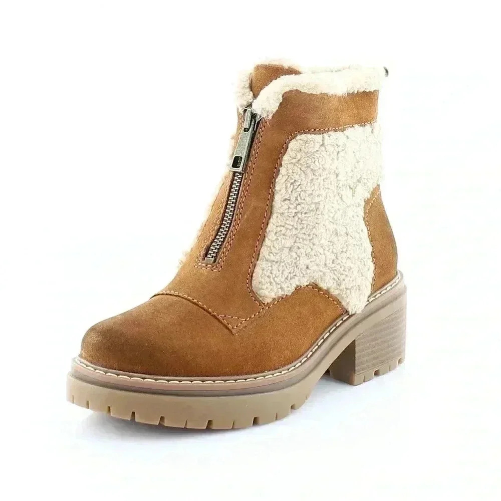 Women's Tan Shearling Ankle Boots - Picture 10 of 11